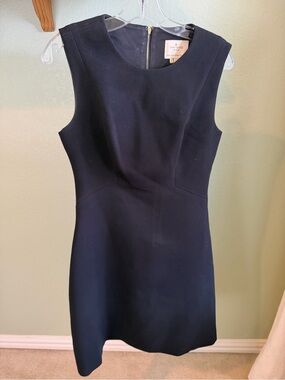 Kate Spade New York Black Fit & Flare Sleeveless Dress Size 8 Gold Zip Back